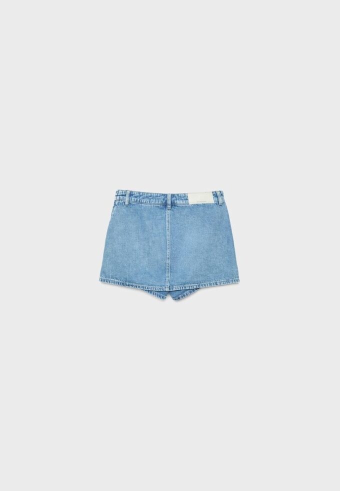 Falda-Skort de denim cruzada Falda-Skort de denim cruzada