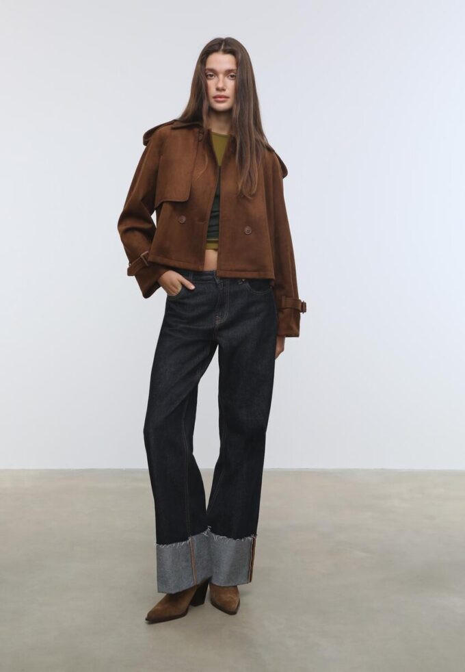 Gabardina corta de imitación de gamuza Gabardina corta de imitación de gamuza