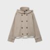 Gabardina corta de manga abullonada con capucha desmontable Gabardina corta de manga abullonada con capucha desmontable