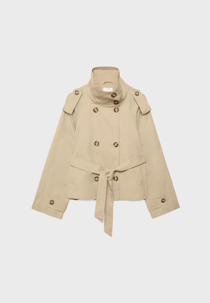 Gabardina de cuello alto con cinturón Gabardina de cuello alto con cinturón