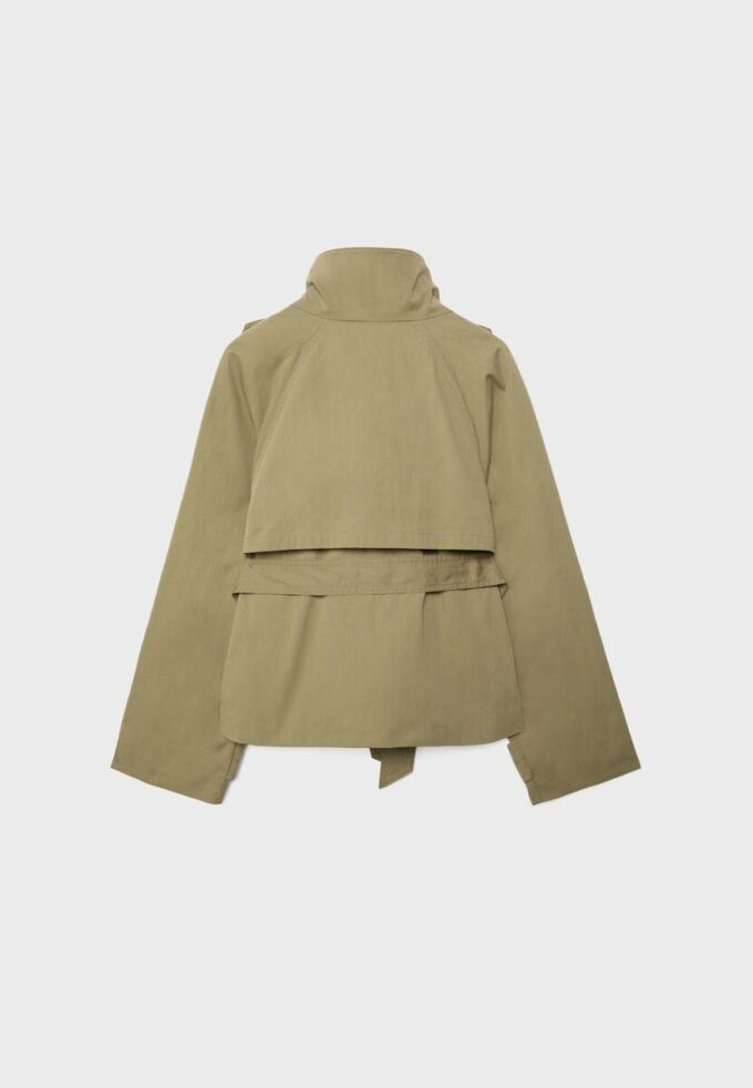 Gabardina de cuello alto con cinturón Gabardina de cuello alto con cinturón