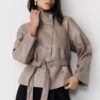 Gabardina de cuello alto con efecto piel Gabardina de cuello alto con efecto piel