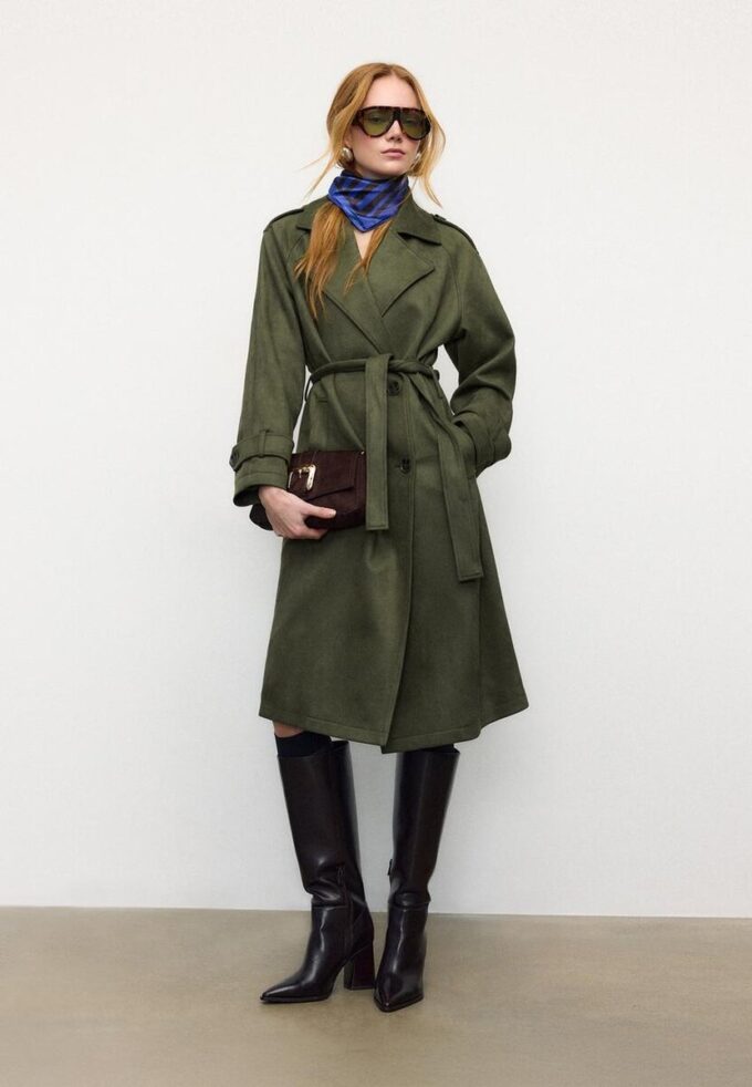 Gabardina larga de imitación de gamuza Gabardina larga de imitación de gamuza