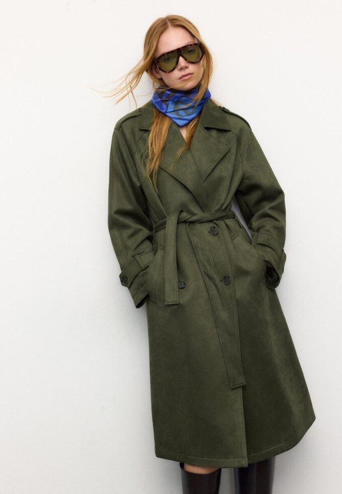 Gabardina larga de imitación de gamuza Gabardina larga de imitación de gamuza