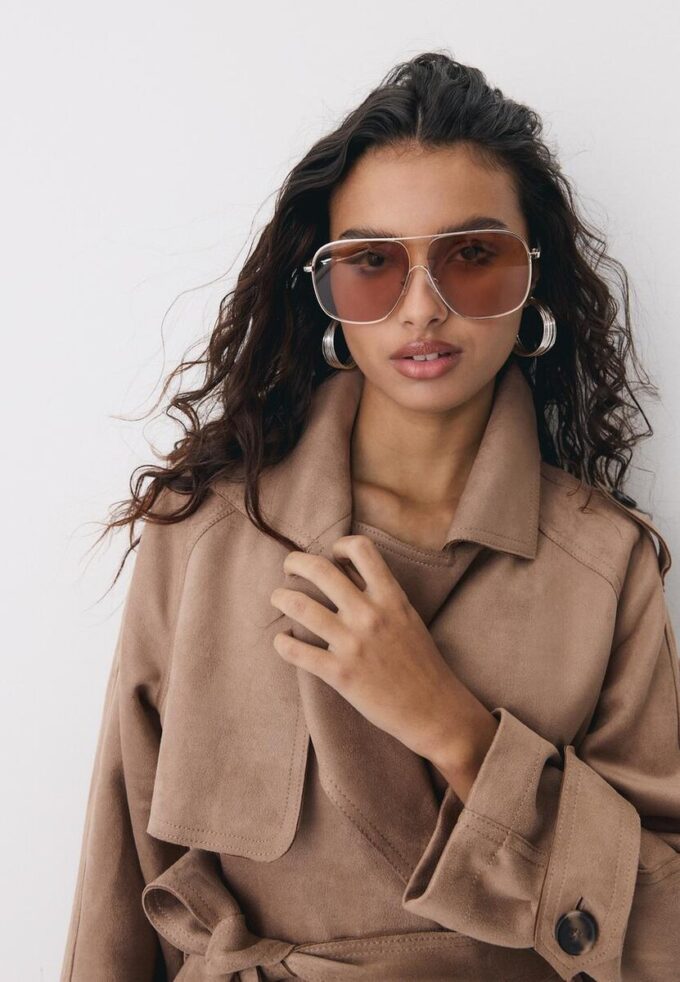 Gabardina larga de imitación de gamuza Gabardina larga de imitación de gamuza