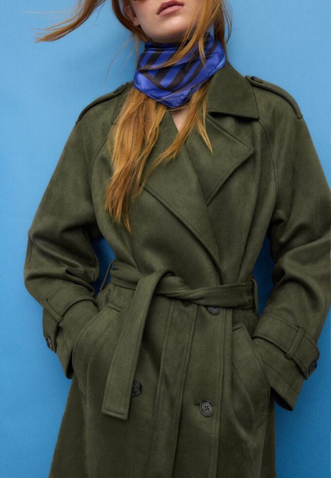 Gabardina larga de imitación de gamuza Gabardina larga de imitación de gamuza