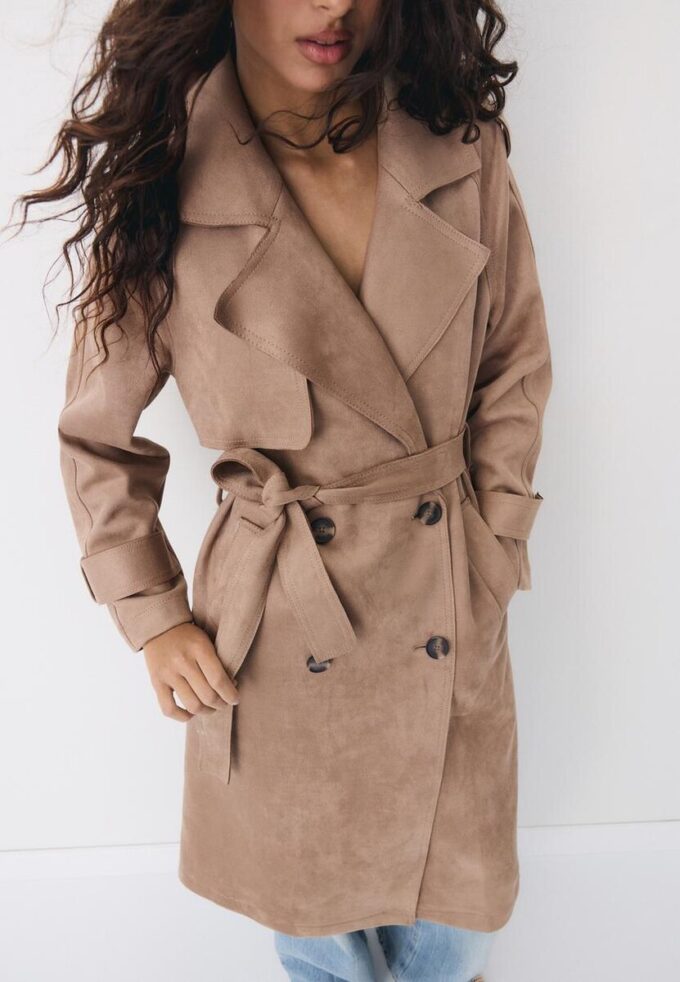 Gabardina larga de imitación de gamuza Gabardina larga de imitación de gamuza