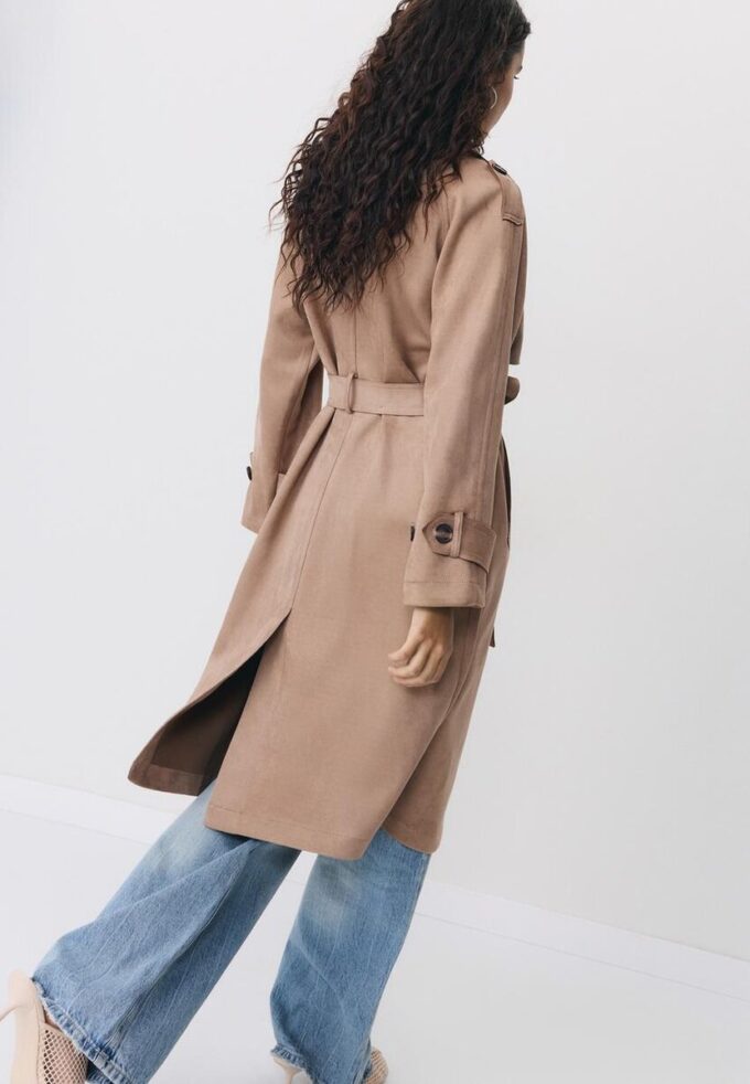 Gabardina larga de imitación de gamuza Gabardina larga de imitación de gamuza