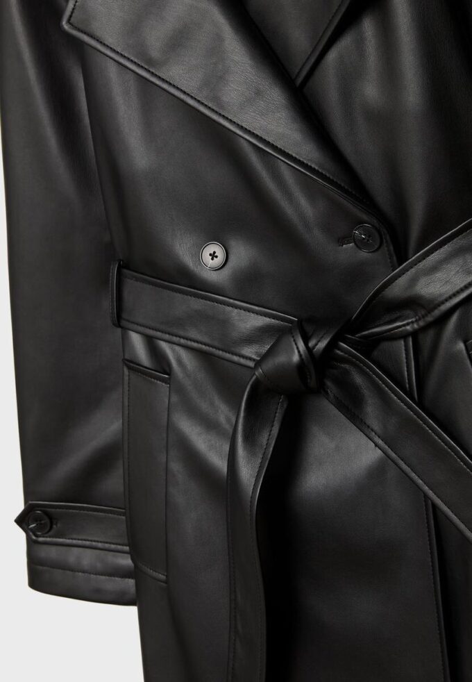 Gabardina larga de imitación de piel Gabardina larga de imitación de piel