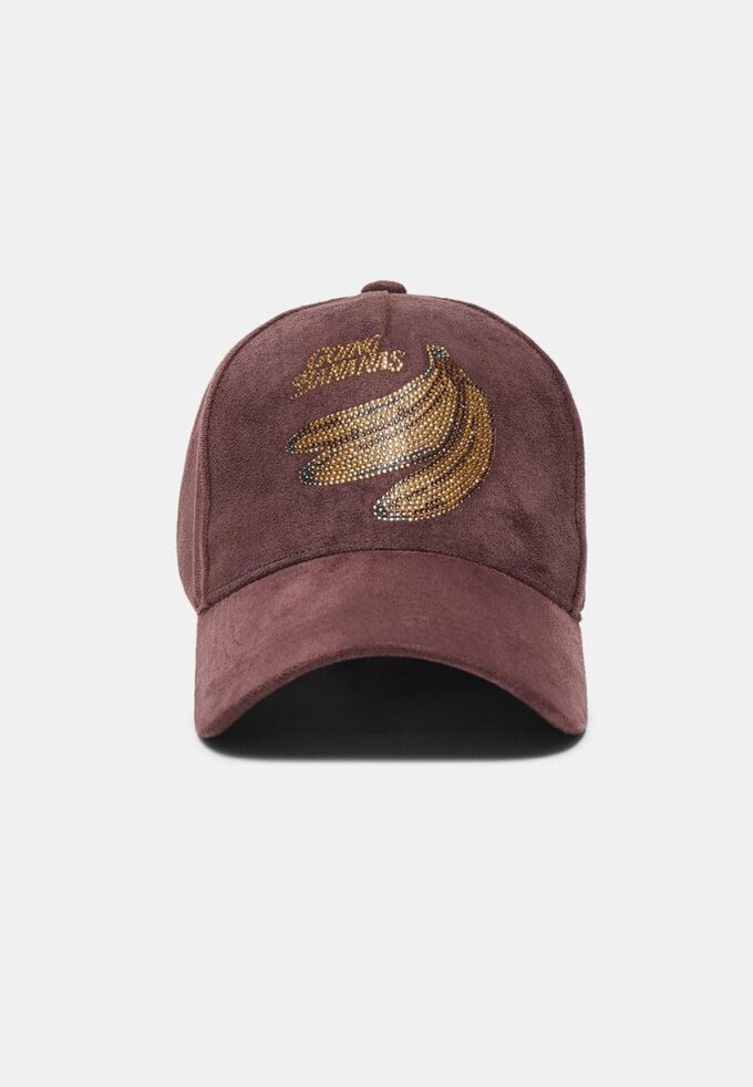 Gorra con eslogan de ante sintético