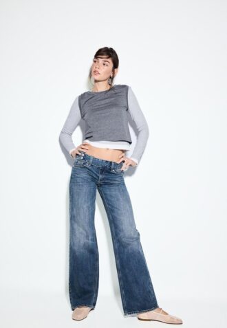 Jeans de cintura baja y pierna recta con presillas