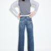 Jeans de cintura baja y pierna recta con presillas Jeans de cintura baja y pierna recta con presillas