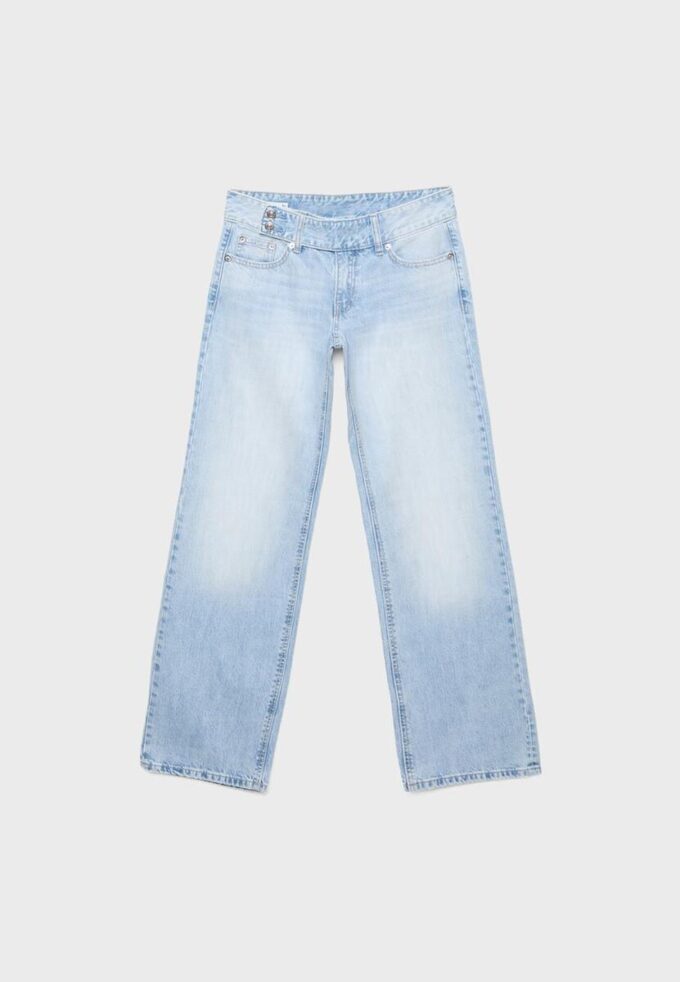 Jeans de cintura baja y pierna recta con presillas Jeans de cintura baja y pierna recta con presillas