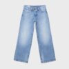 Jeans de talle bajo y pierna Wide Leg con botón de joya Jeans de talle bajo y pierna Wide Leg con botón de joya