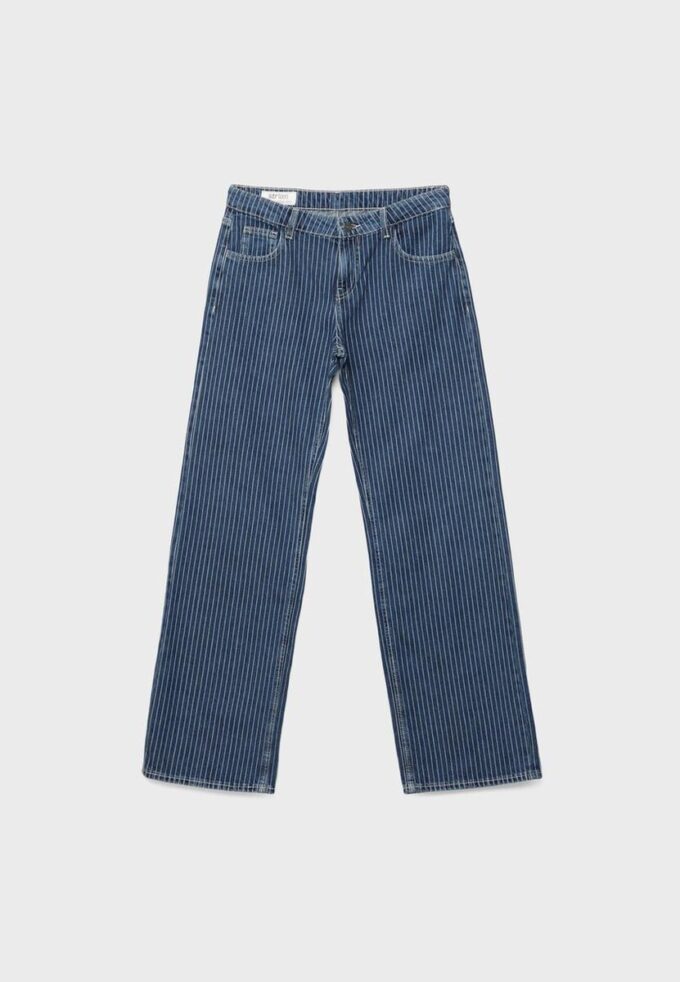 Jeans holgados a rayas de cintura media Jeans holgados a rayas de cintura media
