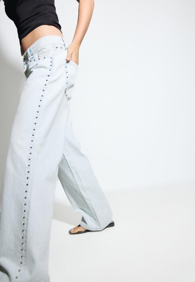 Jeans holgados Wide Leg con tachuelas Jeans holgados Wide Leg con tachuelas