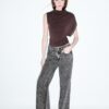 Jeans rectos Wide Leg con estampado de leopardo Jeans rectos Wide Leg con estampado de leopardo
