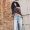 Jeans superholgados con estrellas laterales Jeans superholgados con estrellas laterales
