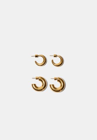 Juego de 2 aretes de aro gruesos e impermeables