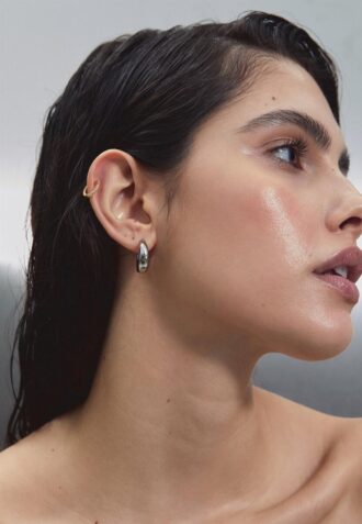 Juego de 2 aretes de aro gruesos e impermeables