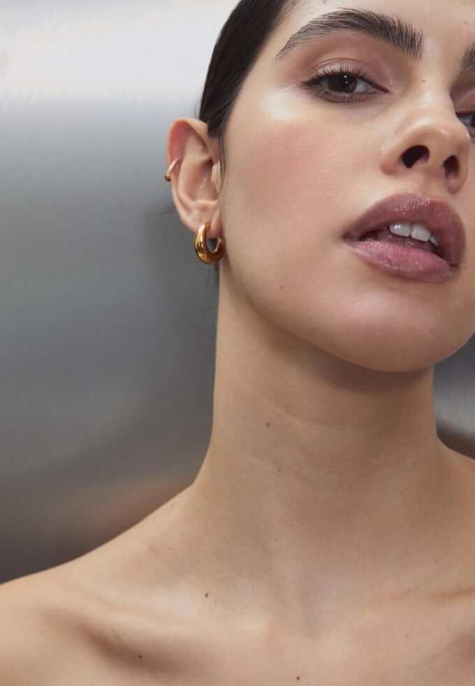 Juego de 2 aretes de aro gruesos e impermeables