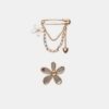Juego de 2 broches de flores con efecto cristal