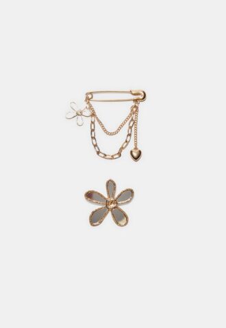 Juego de 2 broches de flores con efecto cristal