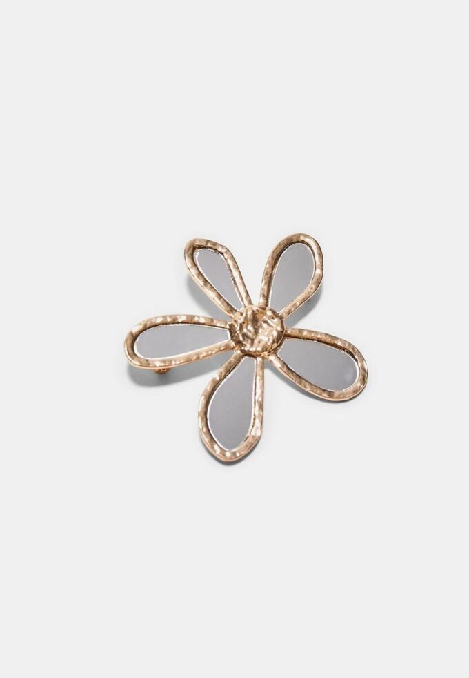 Juego de 2 broches de flores con efecto cristal