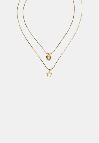 Juego de 2 collares impermeables con estrella y corazón