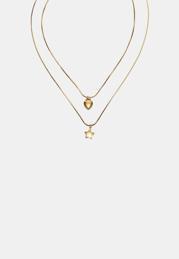 Juego de 2 collares impermeables con estrella y corazón