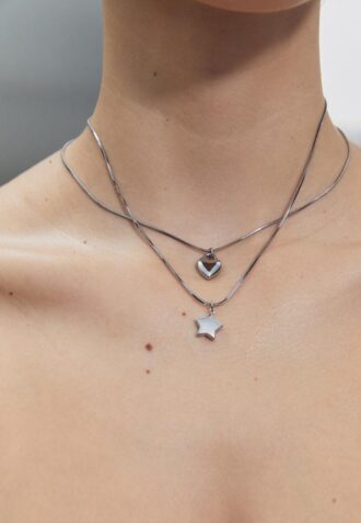 Juego de 2 collares impermeables con estrella y corazón