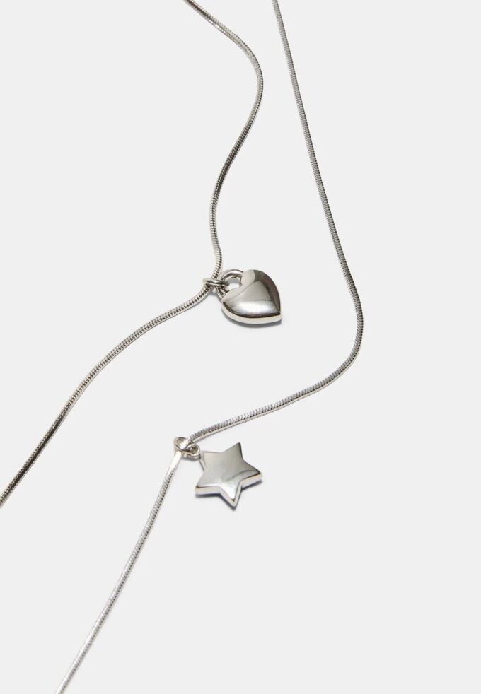 Juego de 2 collares impermeables con estrella y corazón