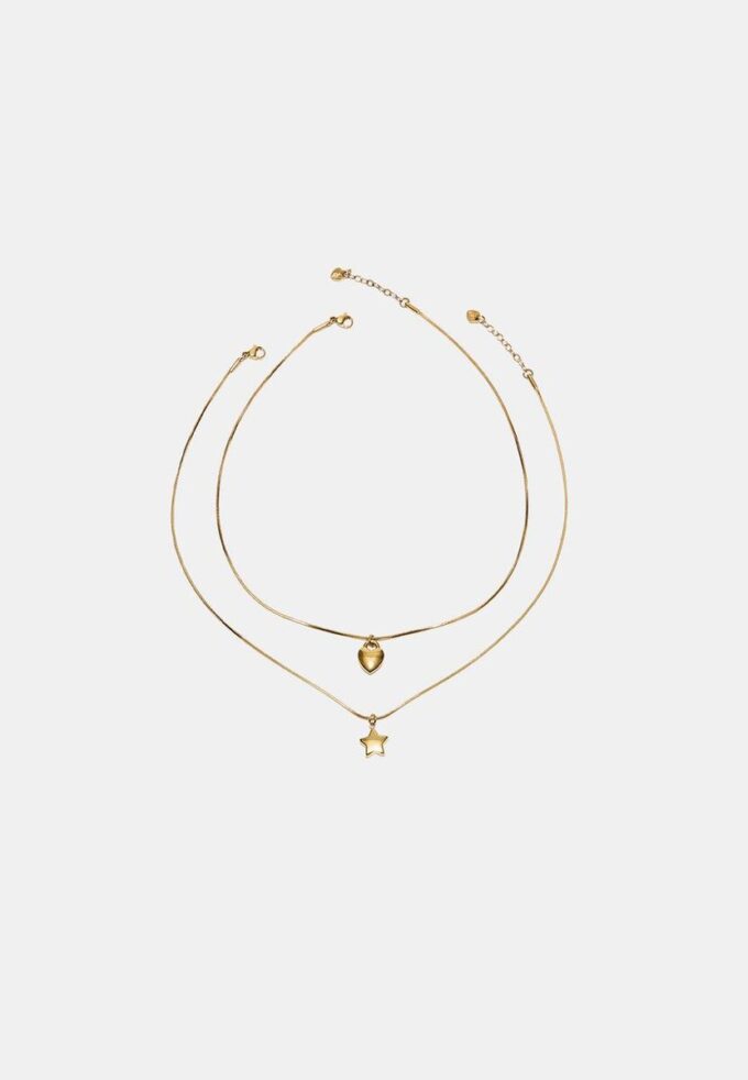 Juego de 2 collares impermeables con estrella y corazón