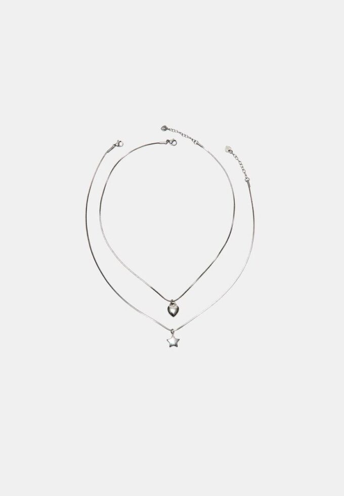 Juego de 2 collares impermeables con estrella y corazón