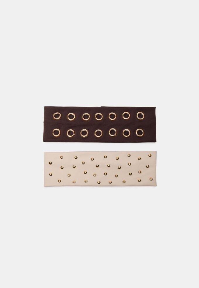 Juego de 2 diademas de piel con tachuelas