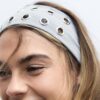 Juego de 2 diademas de piel con tachuelas