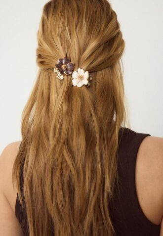 Juego de 2 pinzas para el pelo con flores esmaltadas