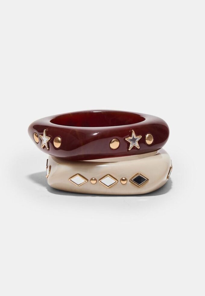 Juego de 2 pulseras con estrellas y brillantes