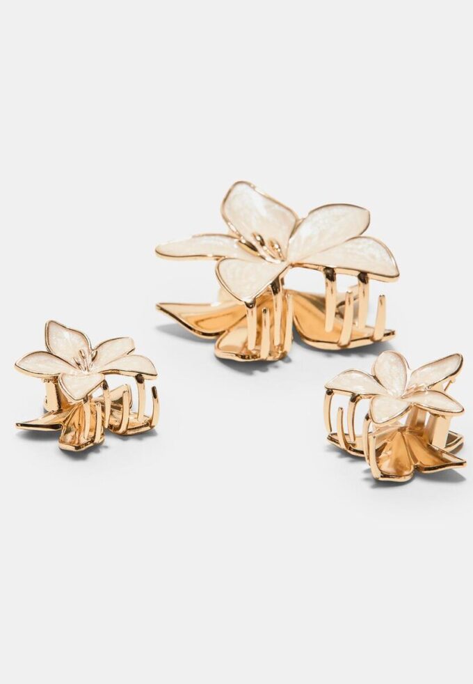 Juego de 3 broches de flores