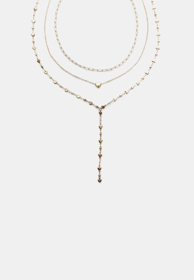 Juego de 3 collares Lariat Heart