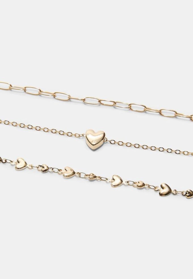 Juego de 3 collares Lariat Heart