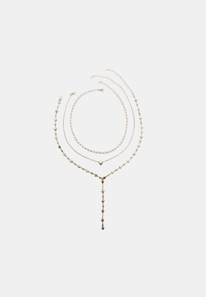 Juego de 3 collares Lariat Heart