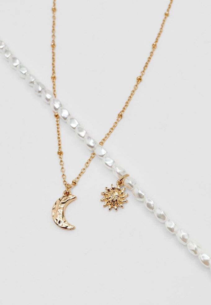 Juego de 4 collares de luna y sol