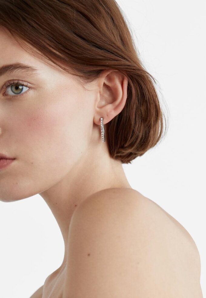 Juego de 9 aretes de aro con diamantes de imitación y perlas