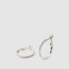 Juego de 9 aretes de aro con diamantes de imitación y perlas