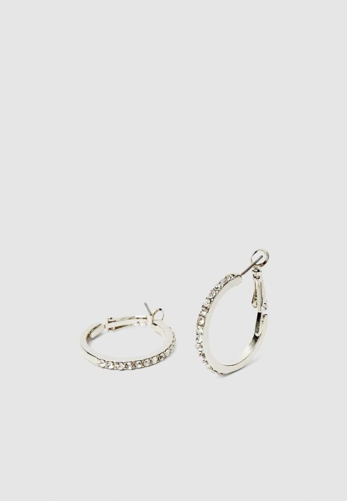 Juego de 9 aretes de aro con diamantes de imitación y perlas