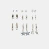 Juego de 9 aretes de estrella de mar con diamantes de imitación Juego de 9 aretes de estrella de mar con diamantes de imitación