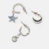 Juego de 9 aretes de estrella de mar con diamantes de imitación Juego de 9 aretes de estrella de mar con diamantes de imitación