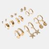 Juego de 9 aretes de estrella de mar con diamantes de imitación Juego de 9 aretes de estrella de mar con diamantes de imitación