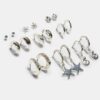 Juego de 9 aretes de estrella de mar con diamantes de imitación Juego de 9 aretes de estrella de mar con diamantes de imitación